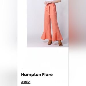 Astrid Vibrant Orange Hampton Flare linen Pants, Women's XS Italy Spring Break